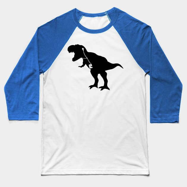 Music Loving T-Rex Baseball T-Shirt by BeardMaster